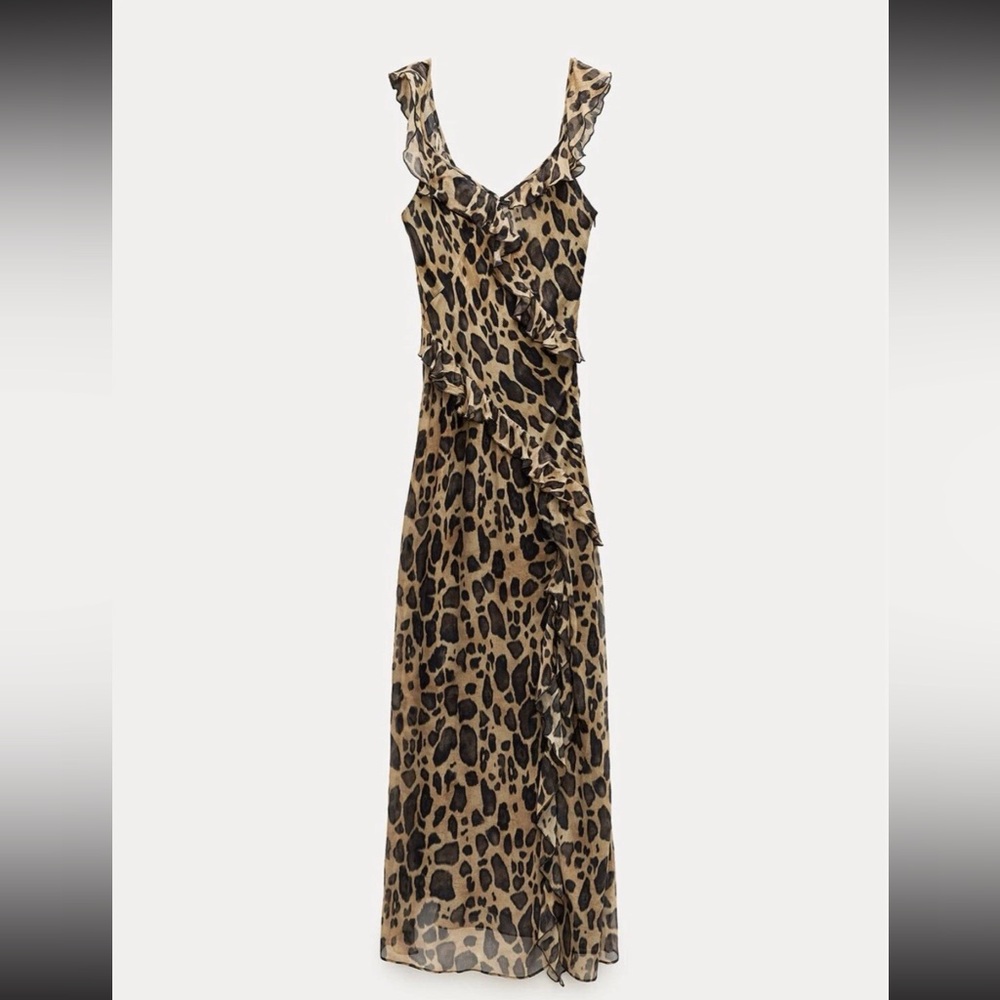 Brown Zara leopard print dress.